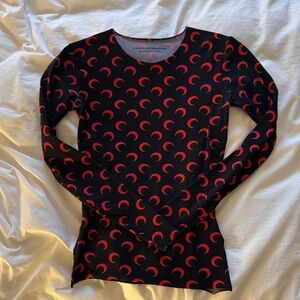 Marine Serre Black and Red Crescent long sleeve